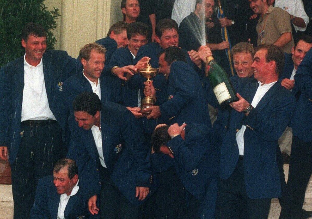 Celebración del equipo europeo, campeón en Valderrama.