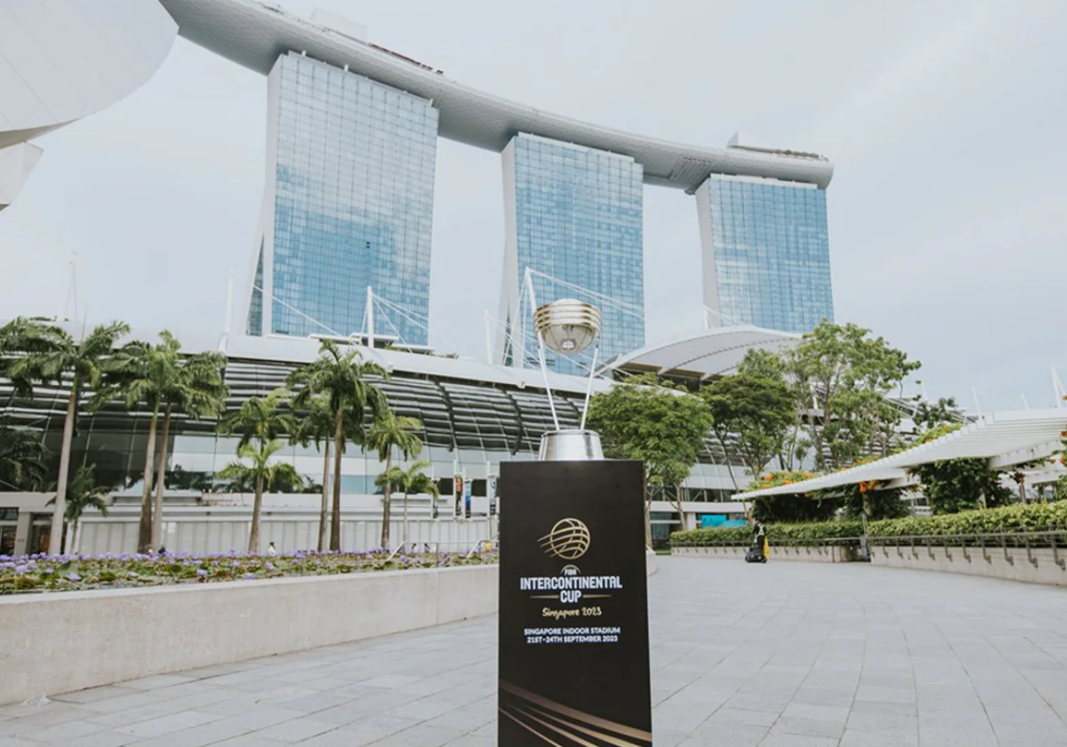 El trofeo de la Copa Intercontinental de la FIBA, en Singapur, sede del torneo en septiembre.