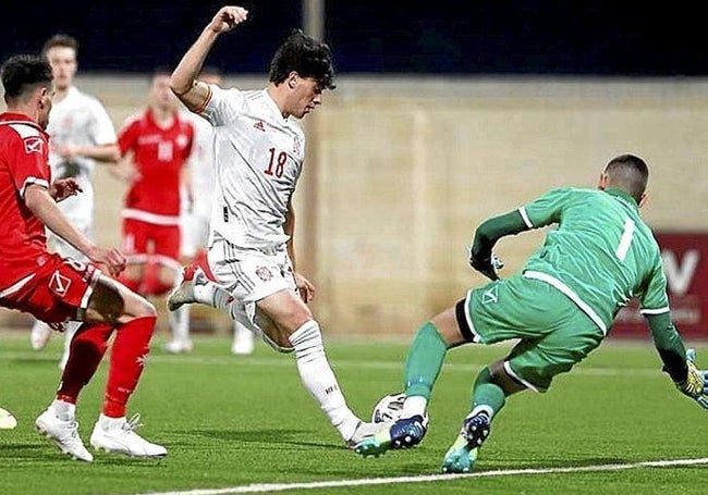 Lobete, con la selección española sub-21.