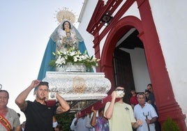 Imagen de la Virgen del Rosario, en una pasada edición de la Feria.