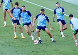 Los jugadores del Málaga, en un entrenamiento reciente.