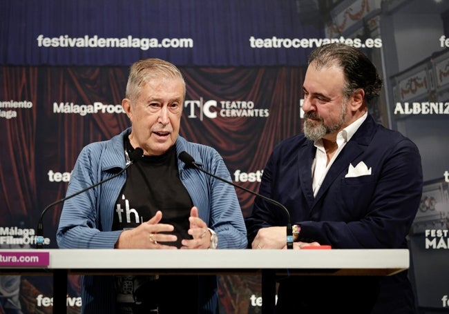 Emilio Sagi y Carlos Álvarez, en la presentación de la ópera en el Teatro Cervantes.