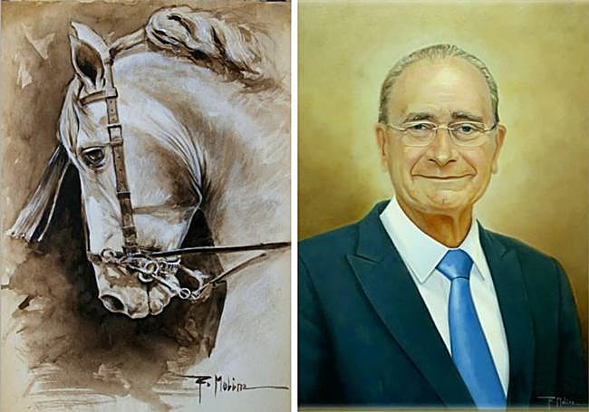 Dos cuadros con su firma: 'Cabeza de caballo' y un retrato del alcalde.