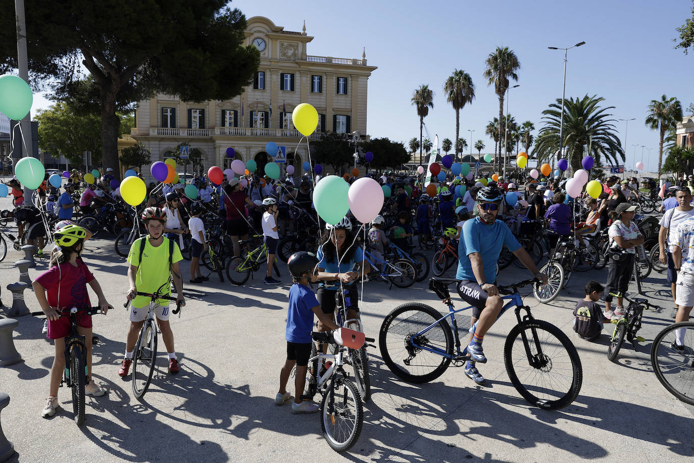 Bicicletada durante el Día Sin Coches en Málaga