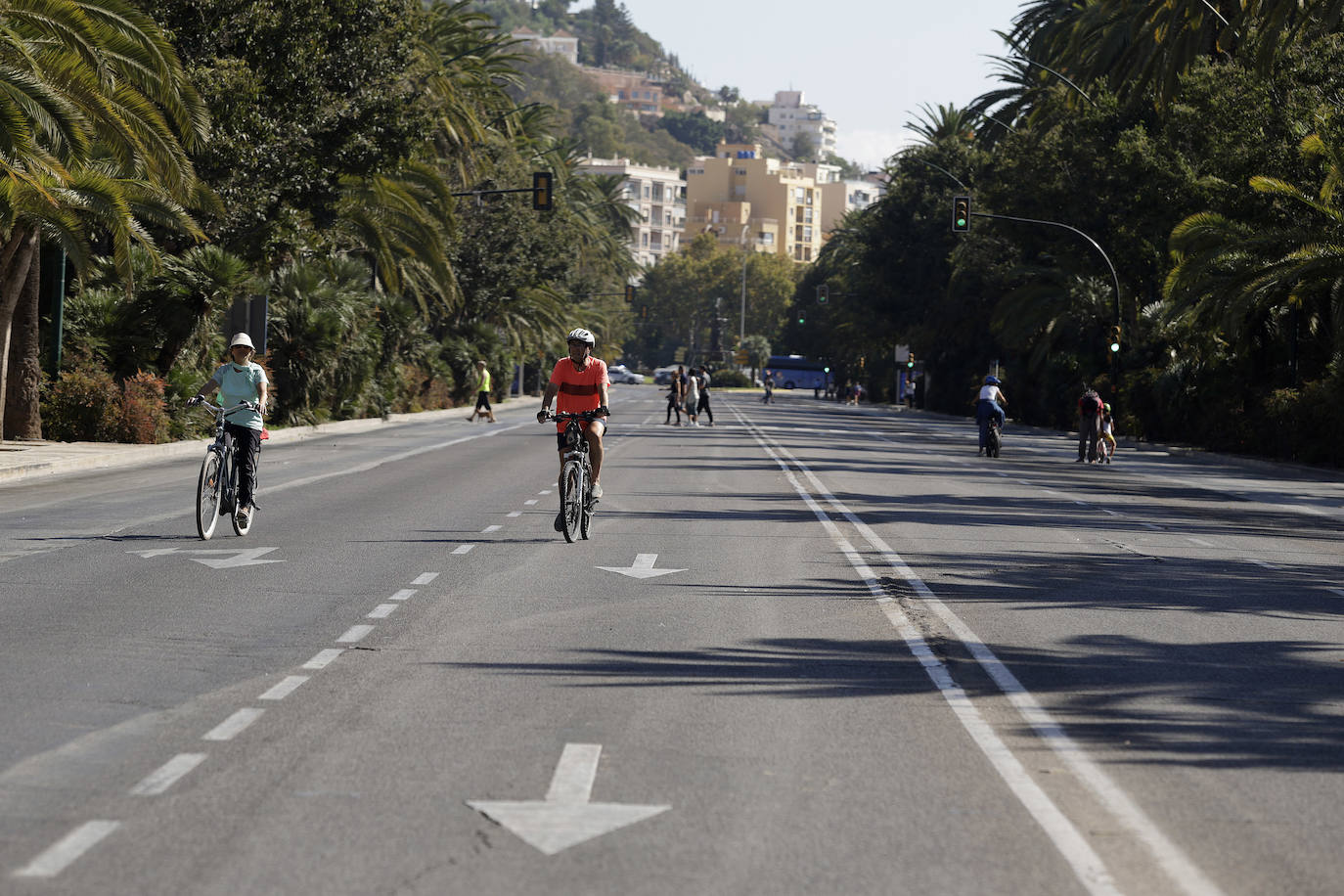 Bicicletada durante el Día Sin Coches en Málaga