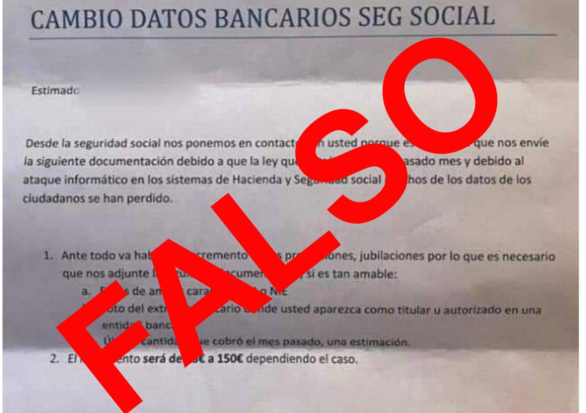 ¿Has recibido esta carta falsa de la Seguridad Social pidiendo datos bancarios? No piques: quieren robarte