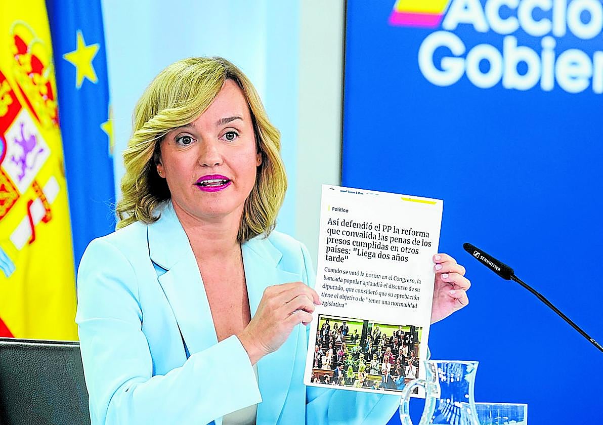 Pilar Alegría, la portavoz gubernamental de bulos el pasado martes.