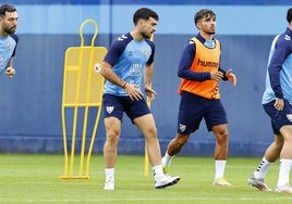 Ramón, en el centro de la imagen, en un entrenamiento reciente.