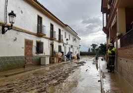 Vecinos y equipos de emergencia trabajan en la limpieza de la barriada de Doña Ana.