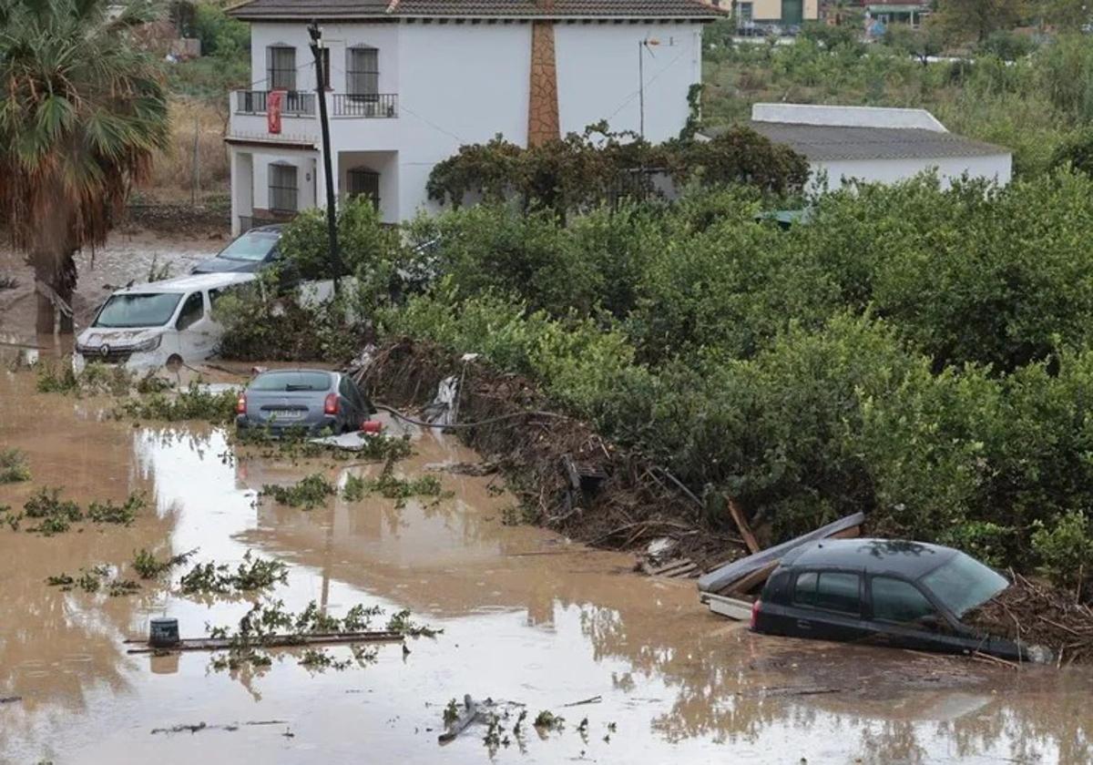 Una de las zonas afectadas en Álora durante la DANA.