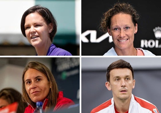 Arriba, Lindsay Davenport (EEUU) y Samantha Stosur (Australia); debajo, Anabel Medina (España) y Dawid Celt (Polonia).