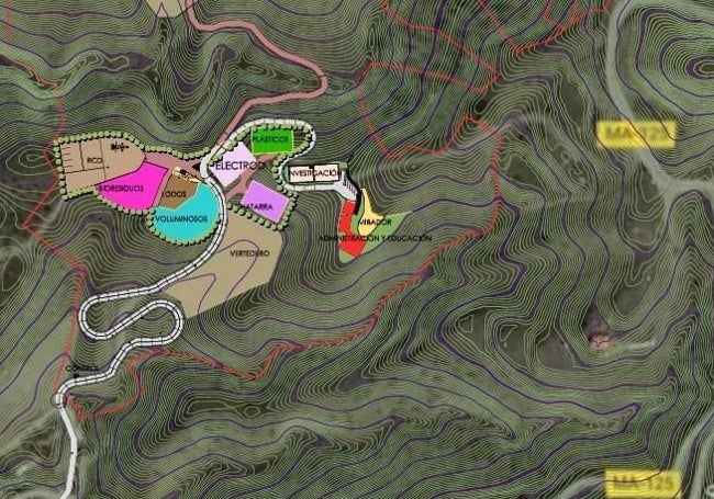 Imagen de la distribución del complejo medioambiental proyectado en Canillas de Aceituno.