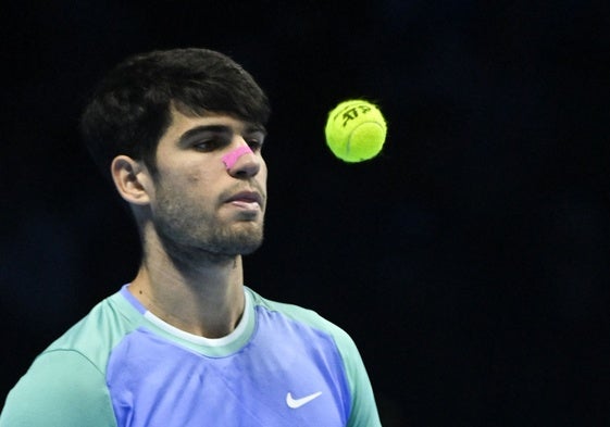 Carlos Alcaraz, este sábado en su derrota ante Alexander Zverev.