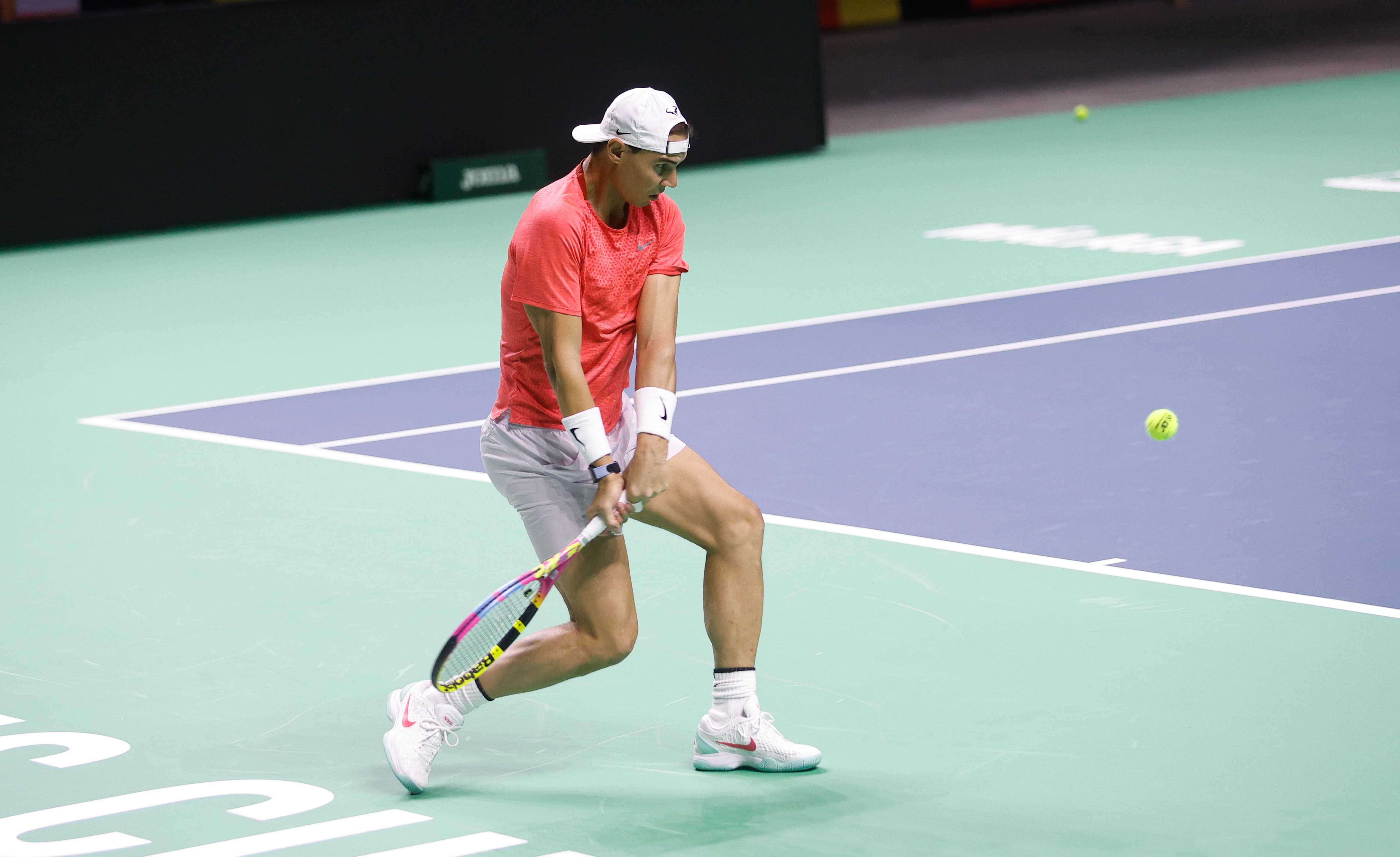 Primer entrenamiento de Rafa Nadal en la pista del Carpena en Málaga