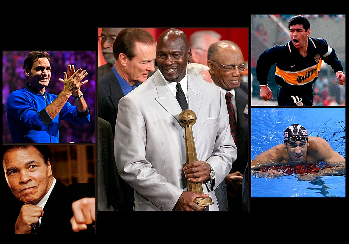 Federer, Muhammad Ali, Michael Jordan, Maradona y Michael Phelps.