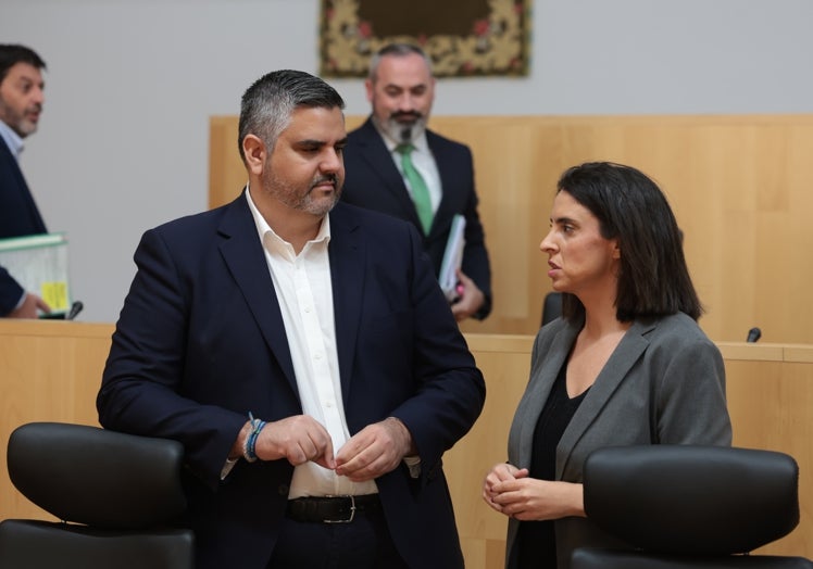 Josele González junto a la diputada Desirée Cortés, antes del pleno.