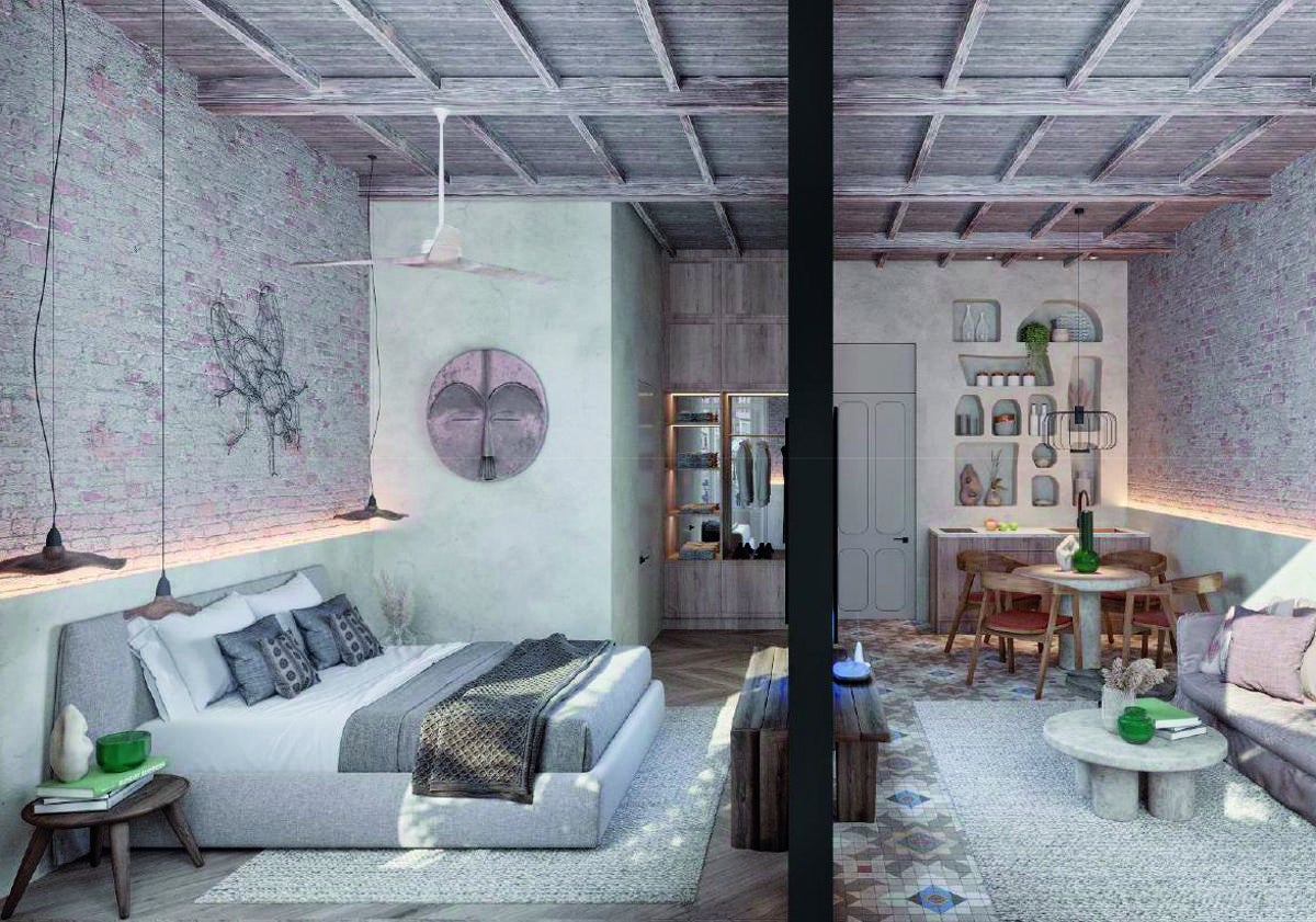 Imagen principal - Recreación del interior de los apartamentos que se van a realizar.