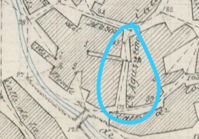 Plano del siglo XIX donde se puede ver que la calle Agustina ya existía.