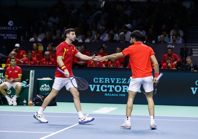 Marcel Granollers, con Alcaraz, en el dobles.