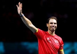 Rafa Nadal, en el acto de despedida la madrugada del miércoles en el Martín Carpena.