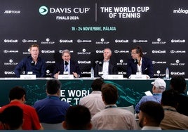 Woodforde, Haggerty, Hugues y Feliciano López, en la rueda de prensa de balance de la ITF.