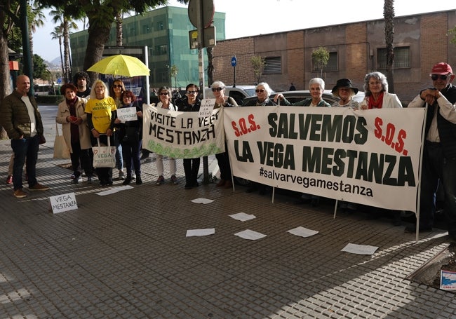 Los vecinos de la Vega de Mestanza se han manifestado a las puertas de los juzgados.