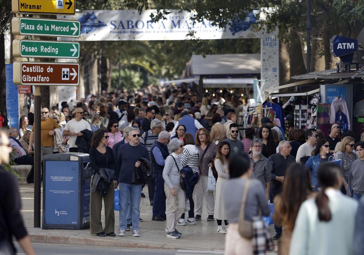 La Navidad y el buen tiempo llenan el centro de Málaga en pleno puente