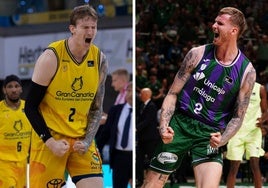 Balcerowski, como jugador del Gran Canaria y como pívot del Unicaja.