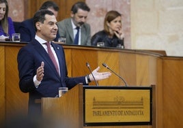 Juanma Moreno, durante su intervención.