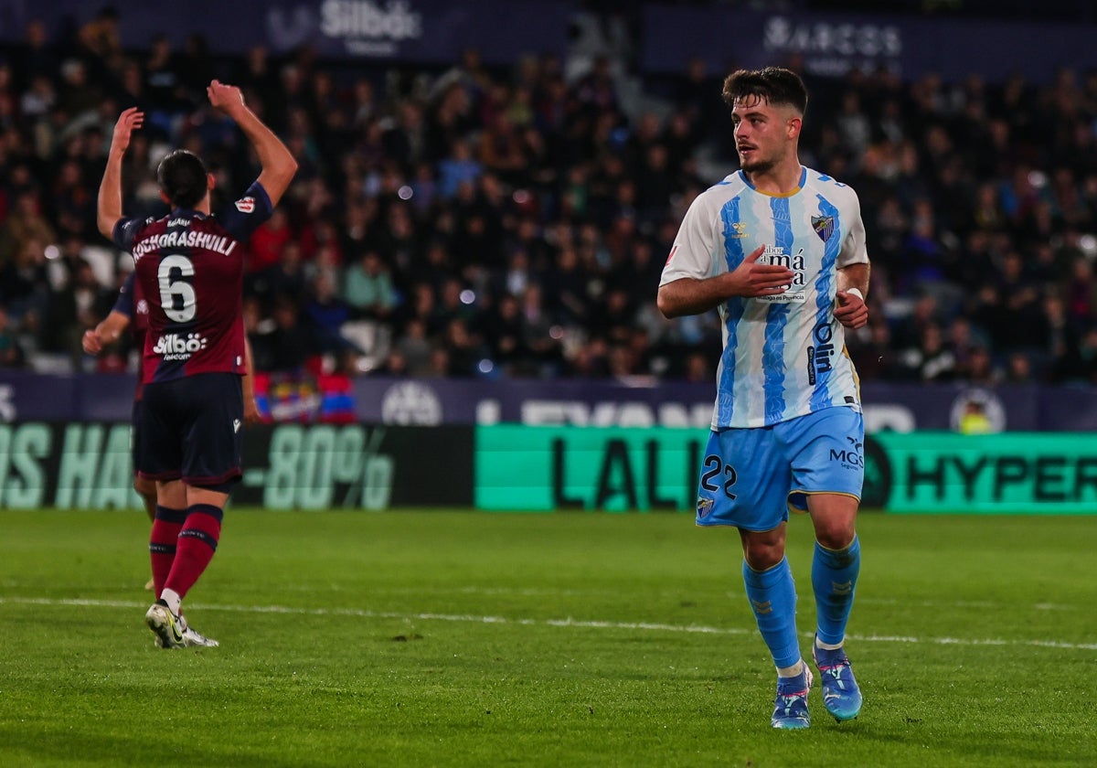 Dani Lorenzo celebra su gol frente al Levante esta temporada.