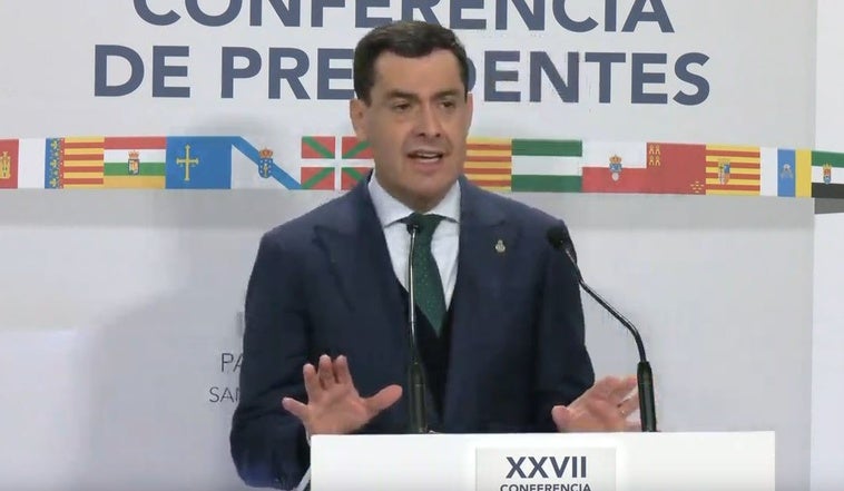 Comparecencia de Juanma Moreno, presidente de la Junta de Andalucía, tras la Conferencia de Presidentes
