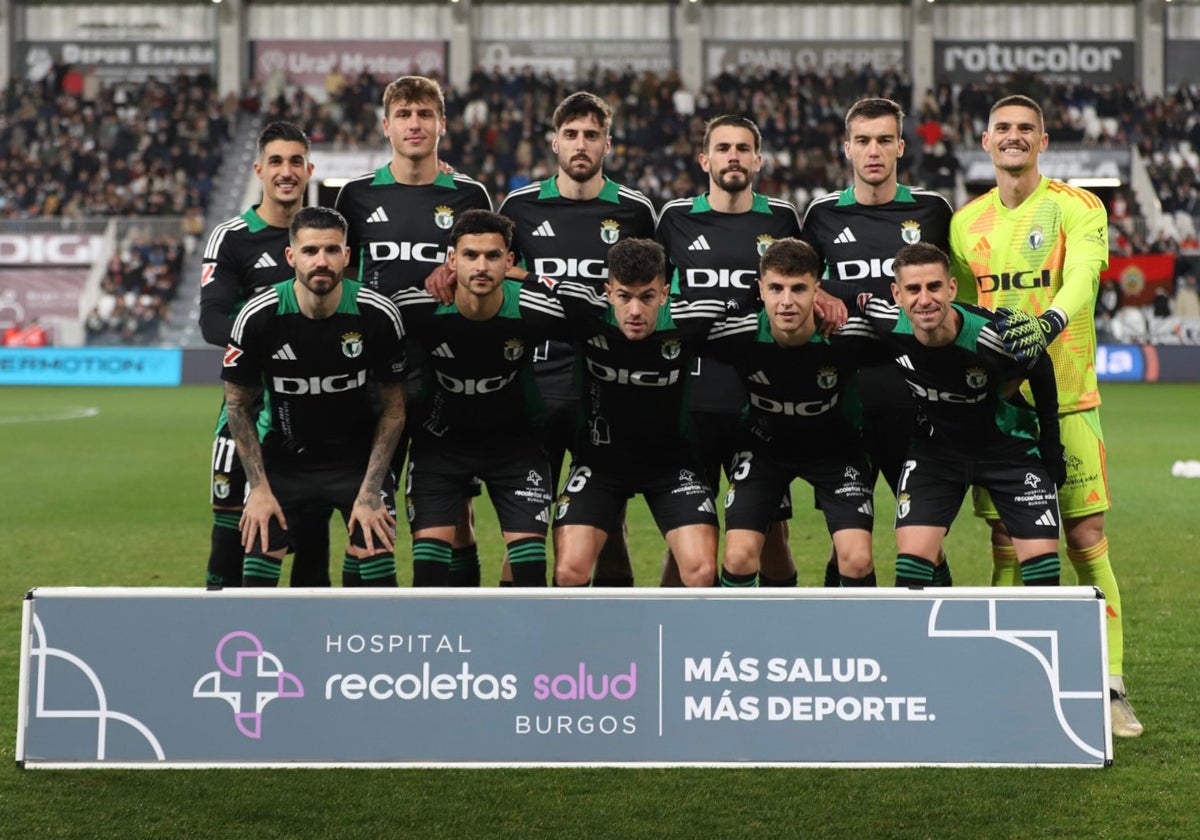 El último once del Burgos, en la victoria del cuadro burgalés por 1-0 frente al Eldense.