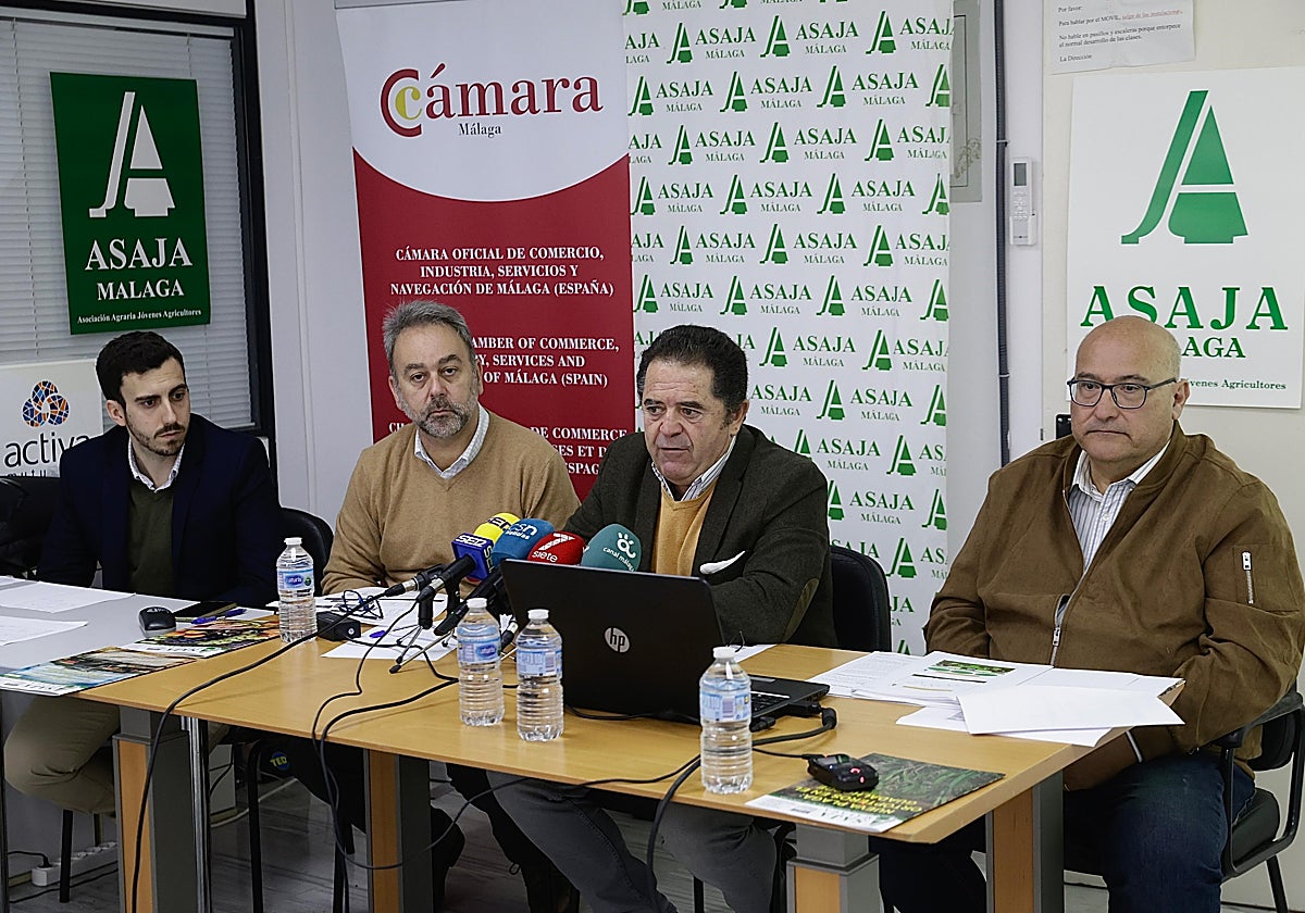 Los responsables de Asaja Málaga, este miércoles, en la sede de la organización agraria.