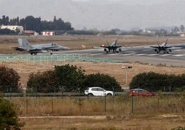 Cazas del Ejército en el aeropuerto de Málaga, en una imagen de archivo.