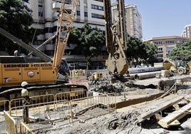 Imagen de archivo de las obras de prolongación del Metro de Málaga al nuevo hospital.