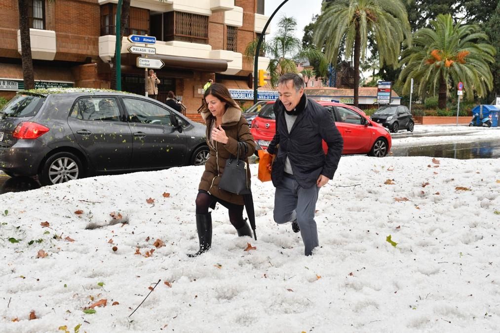 Cinco años de la histórica granizada que pintó de blanco las calles del Centro de Málaga