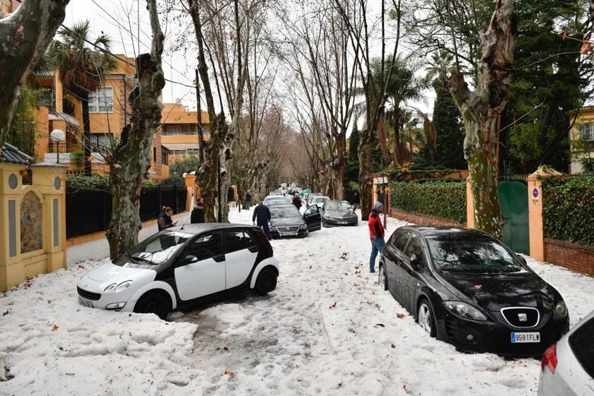 Cinco años de la histórica granizada que pintó de blanco las calles del Centro de Málaga