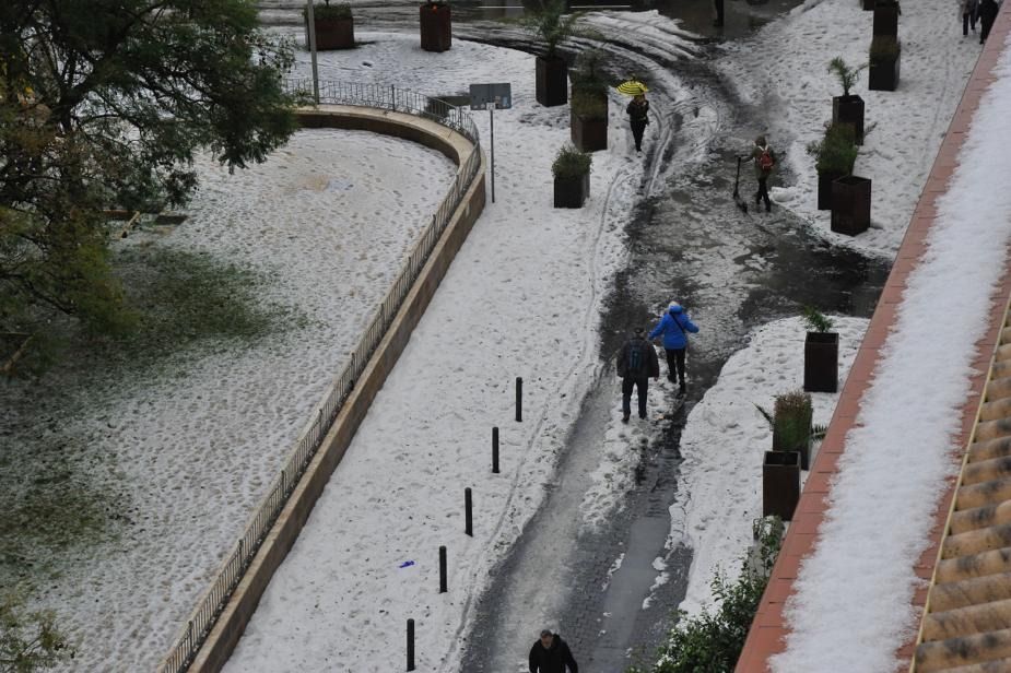 Cinco años de la histórica granizada que pintó de blanco las calles del Centro de Málaga