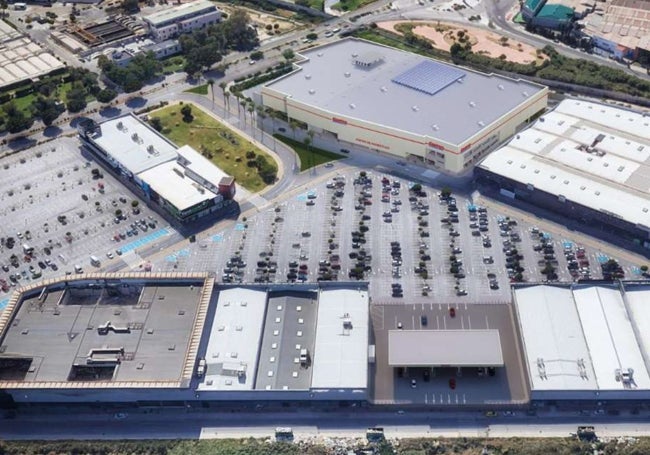 Recreación del centro Málaga Nostrum con la tienda Costco y las nuevas salas de cine.