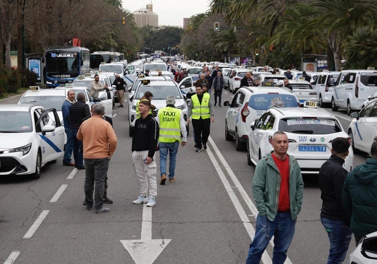 Los taxistas, este miércoles.