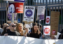 Una imagen de archivo de la última manifestación de interinos en Málaga.