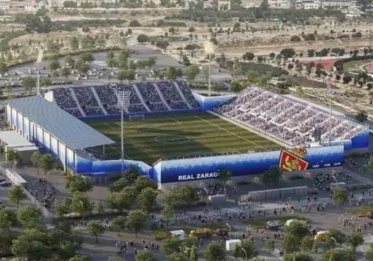 Imagen de cómo quedará el estadio modular para el Zaragoza.