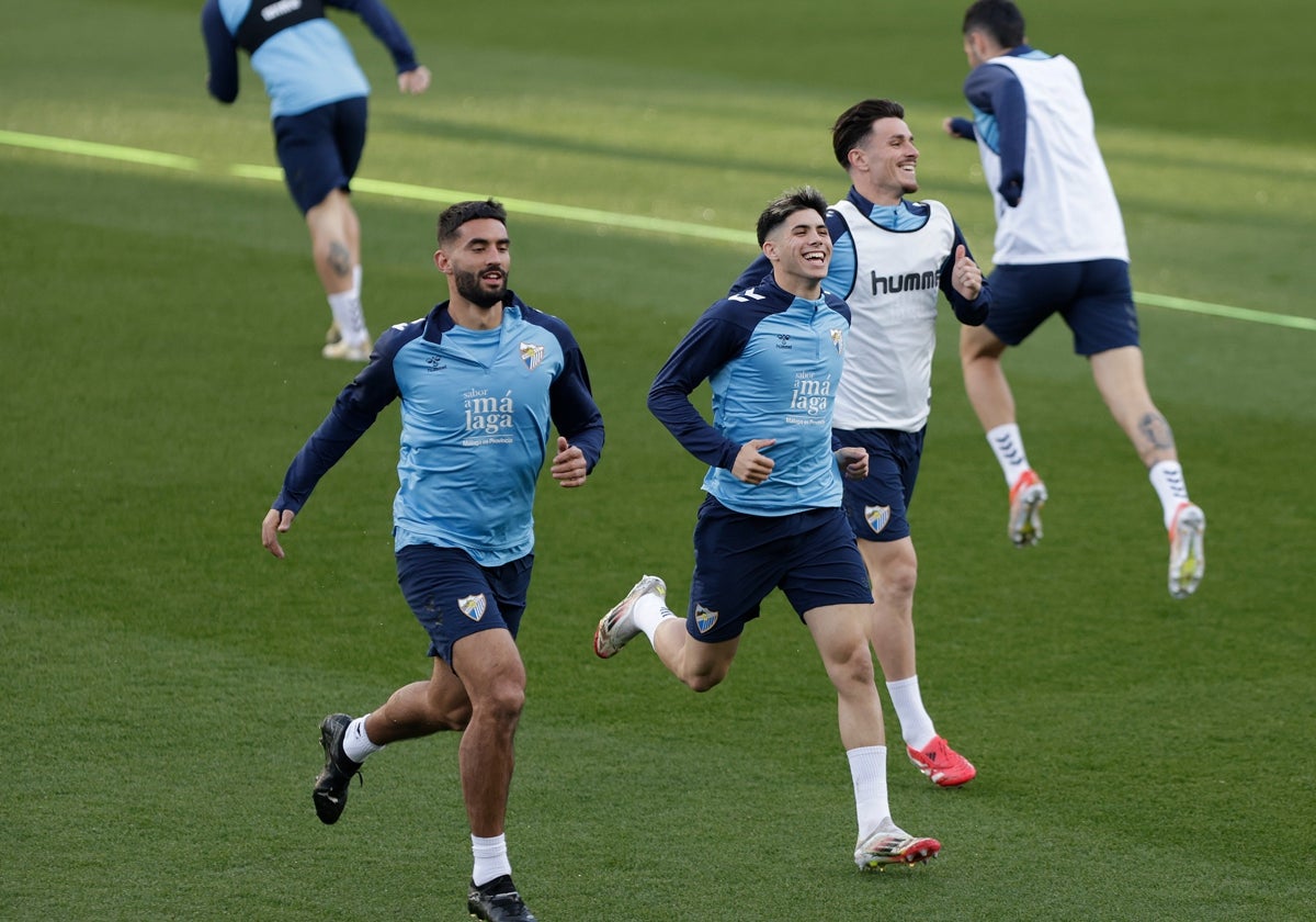 Galilea, Antoñito y Murillo, durante un entrenamiento reciente.