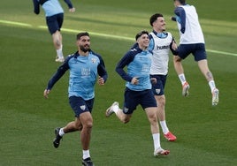 Galilea, Antoñito y Murillo, durante un entrenamiento reciente.