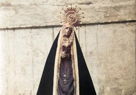 Foto coloreada de la Virgen de los Dolores, de la Hermandad de la Buena Muerte.