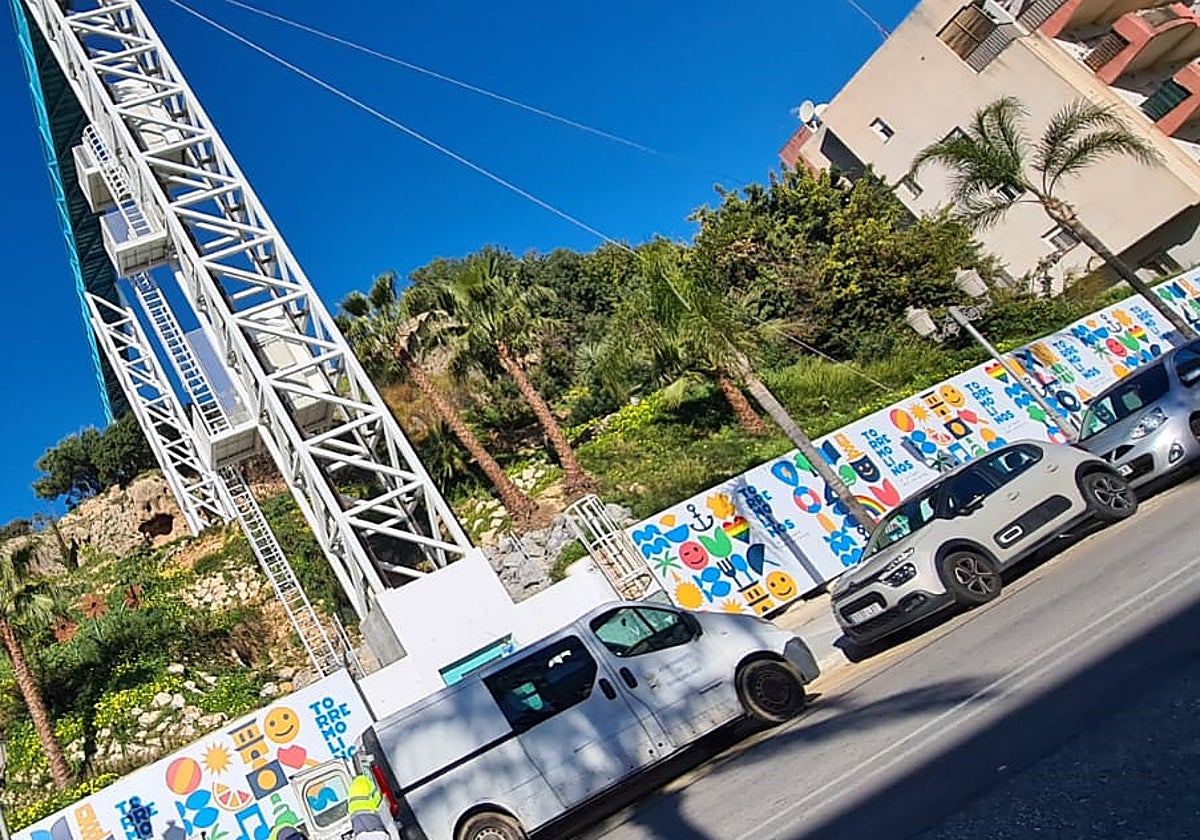 Estructura del ascensor del parque de La Batería.