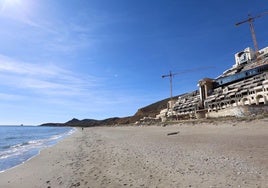 El hotel, de 21 plantas y 411 habitaciones ha cambiado por completo la imagen de una playa virgen en el litoral levantino de la provincia de Almería.