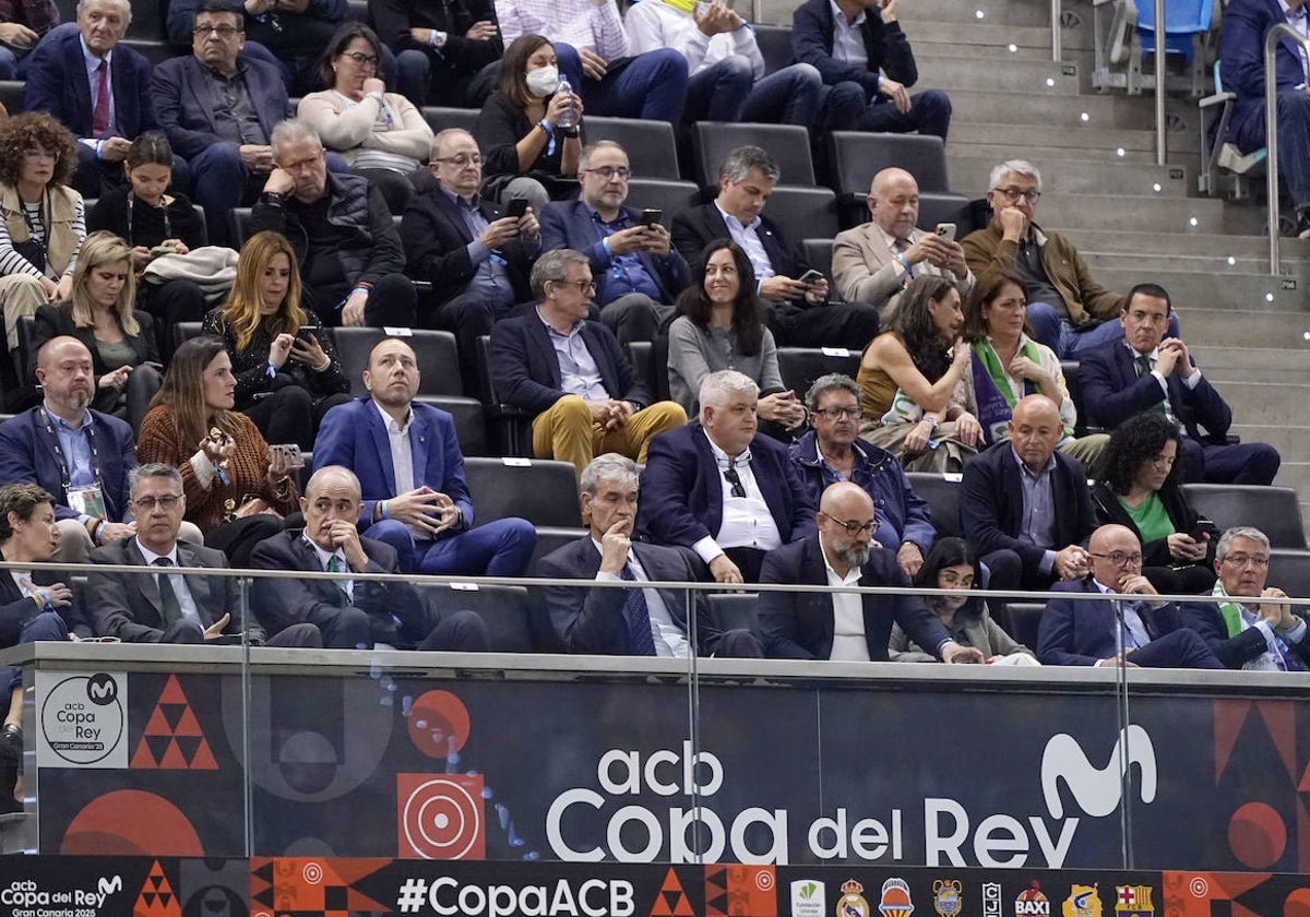 El palco del Gran Canaria Arena durante el partido entre el Unicaja y el Joventut.