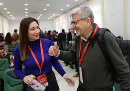 Josele Aguilar y la diputada Mari Nieves Ramírez, el pasado lunes, en el comité provincial.