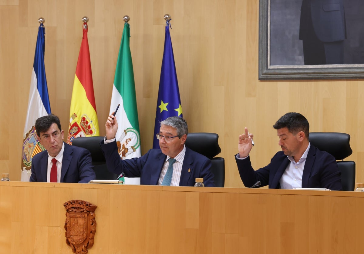 Salado, en el centro de la imagen, en una de las votaciones durante el pleno.